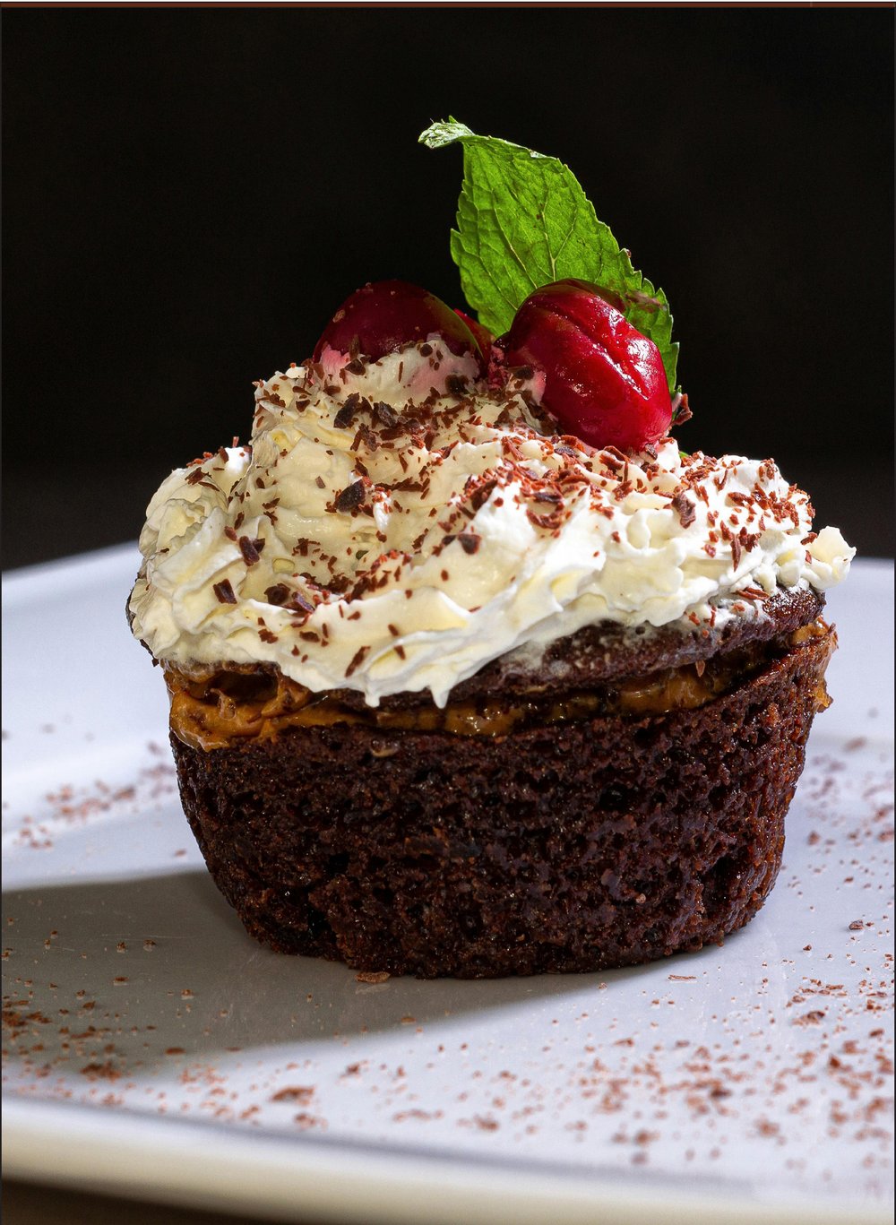 Page 10 — full-bleed chocolate lava cake photo